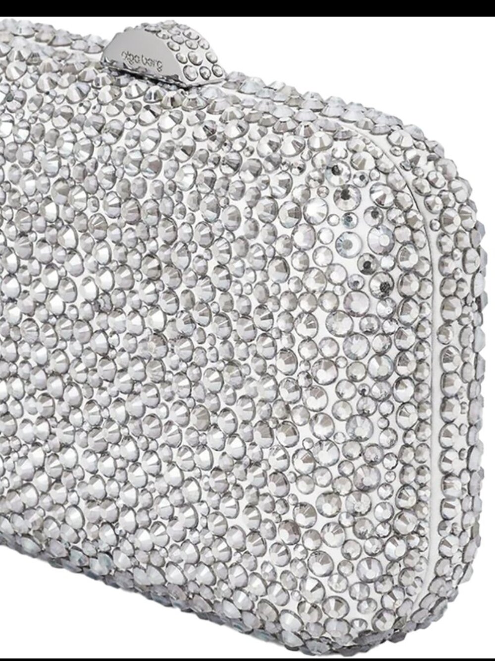 💥SHOWSTOPPER!💥OLGA BERG CASEY HOT FIX CLUTCH / SHOULDER BAG in SILVER - Picture 8 of 16